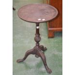 An oak tripod occasional table by Edwards & Roberts, London, circular dished top incised with