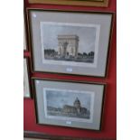 A pair of engravings, Vues Du Pantheon and Arc de Triomphe