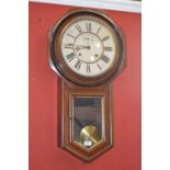 An Ansonia mahogany drop dial wall clock, c.1880