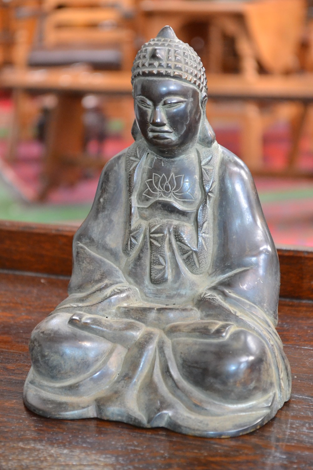 Chinese School, a bronze, of Buddha, seated in the Full Lotus position, 21cm high