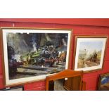 Terrence Cuneo, after, The Great Marquis
planograph, framed; P. O. Jones, after, Steam Engine,