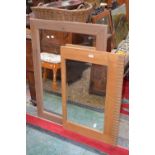 Two contemporary pine framed wall mirrors (2)