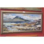 Evelyn M. Bond (20th century), Loch Maree, signed, title to verso, oil on board, 29 x 69cm