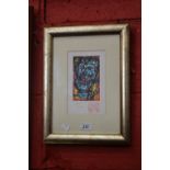 Contemporary School
Abstract portrait, monogrammed RM, dated 1995, mixed media print, 18cm x 12cm