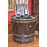 A coopered barrel fireside log box