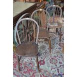 Four 19th century ash and elm kitchen chairs
