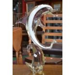 A Vetri glass dolphin, 50cm high