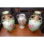 A pair of early 20th century two-handled vases; etc (3)