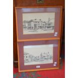 G. Lightbown (Derbyshire Artist),
A pair, Etwall,
signed, dated 1975, pen and ink,
framed and