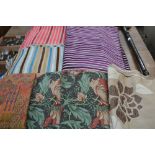 Textiles - chiffon-type material, satin, velvet, cotton, thread, accessories, qty (2 boxes)