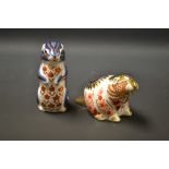 A Royal Crown Derby paperweight, Chipmunk, gold stopper, boxed; another, Beaver, gold stopper,