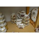 A Royal Crown Derby Rutland coffee service, comprising coffee pot, six coffee cans and saucers,