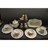 A Royal Doulton Brambly Hedge teapot, cups and saucers, sandwich tray, mouse figures; qty