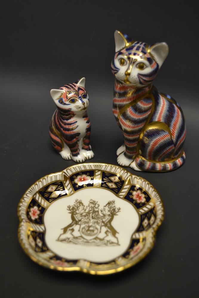 A Royal Crown Derby paperweight, seated cat, printed marks; another, kitten, printed marks - Image 2 of 2