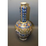 A Persian ovoid vase, decorated in the Iznik taste with panels of flowers and scrolling leaves,