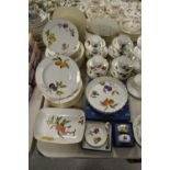 A Royal Worcester Evesham pattern dinner and tea service inc. dinner plates, soup bowls, coffee