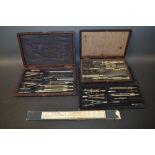 Drawing Impilments - a Simlon draughtsmans drawing set;  others,  a case Sissons draughsman's