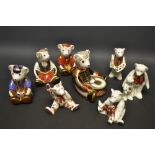 A Royal Crown Derby Drummer Bear, second; other miniature Royal Crown Derby bear models (8)