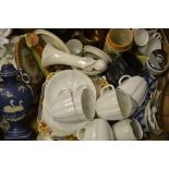 Ceramics - Royal Crown Derby white ware cups and saucers;  a butter dish and cover, vases etc qty