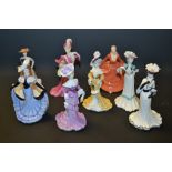 A set of eight miniature Coalport Ladies of Fashion