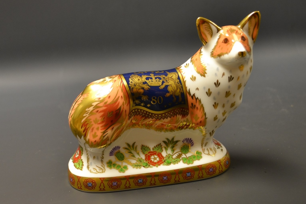 A Royal Crown Derby paperweight, Royal Windsor Corgi, commissioned for Peter Jones, limited