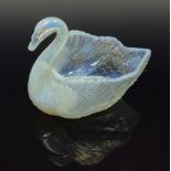 A Burtles and Tate pressed glass opalescent swan, registration number 20086, c.1885