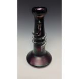 A 20th century Austrian iridescent mauve glass vase, entwined snake to side,