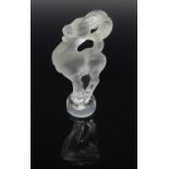 A Lalique clear frosted glass miniature model of a mountain goat,  8cm high, engraved mark
