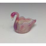 A 19th century Burtles and Tate pressed glass pink opal swan, registration mark 20086, 8cm high, c.