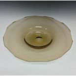 A large Afors Scandi glass smoky amber centre bowl, 43cm diam