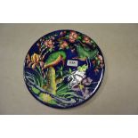 A 1930'S Maling plate, in relief with kingfishers, 28cm diam, printed marks, pattern no.