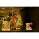 A Victorian Sunderland lustre jug, c.1840;  a Dutch Gaudy Welsh mug, c.