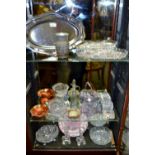 Ceramics and Glass - a Victorian amethyst press glass sweet meat dish;  a Carnival glass bowl;