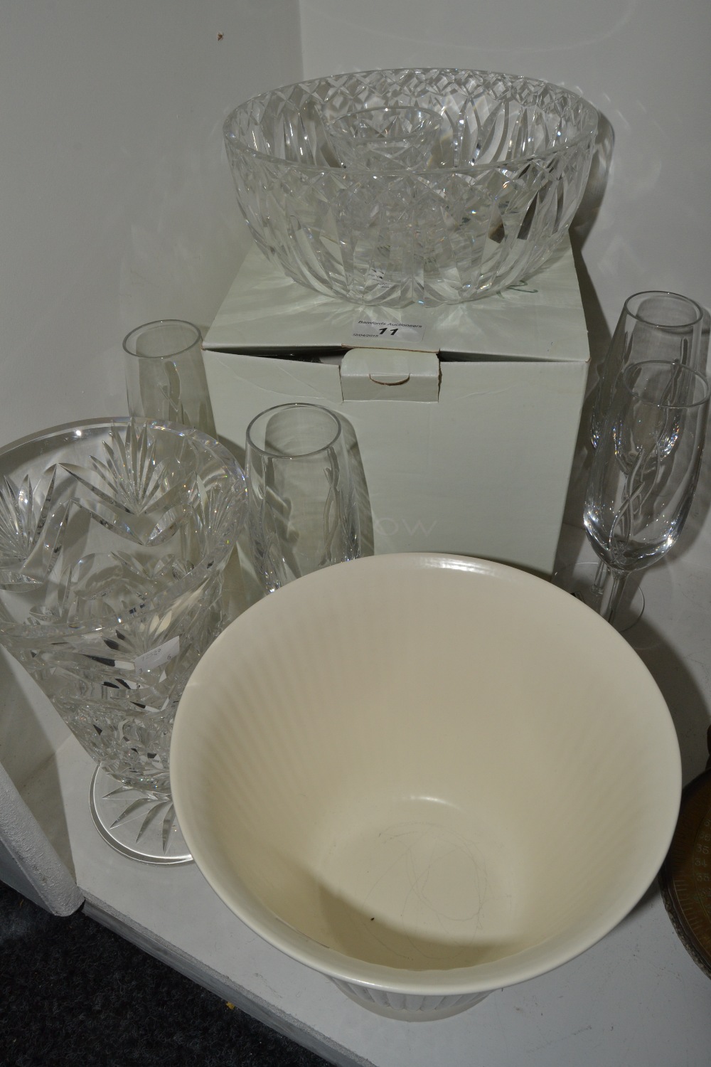 A Waterford crystal trumpet vase, spreading circular base,
