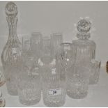 Edinburgh Crystal - a set of five whisky tumblers;  one larger;  two decanters;  four champagne;