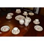 A Royal Chelsea English Rose tea service, for six including teapot, sugar bowl, milk jug,