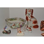 Ceramics - a 19th century Staffordshire spaniel; others; a Copeland Late Spode bowl;