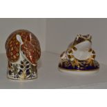 A Royal Crown Derby paperweight, Armadillo, silver stopper,