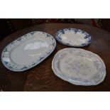 A large 19th century blue and white transfer printed meat plate,