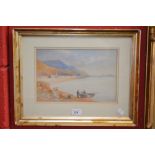 Watercolour, Welsh Coastal Scene, attributed to verso D Cox Jnr.