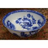 A Grimwades poppea pattern blue and white dressing table washing bowl,