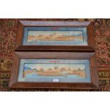 A pair of oriental cork pictures,