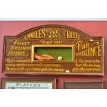 Charles Kelly cue ball wooden sign