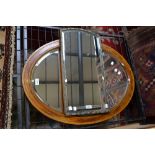 A Barbola type arched rectangular wall mirror;