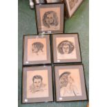 R Newham
A set of five, Art Deco Portraits of Ladies
pencil and charcoal,