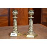 Pair 19th century French brass candlesticks,