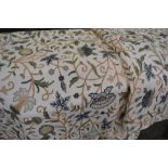 Textiles - a pair of early 20th century embroidered woollen crewelwork bed covers/curtains,