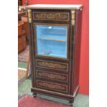 A 19th century gilt metal mounted, brass marquetry and ebonised vitrine de salon,