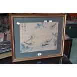 An Oriental watercolour on paper depicting lobsters,