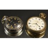 Watches - an Ingersoll open face pocket watch, black dial,